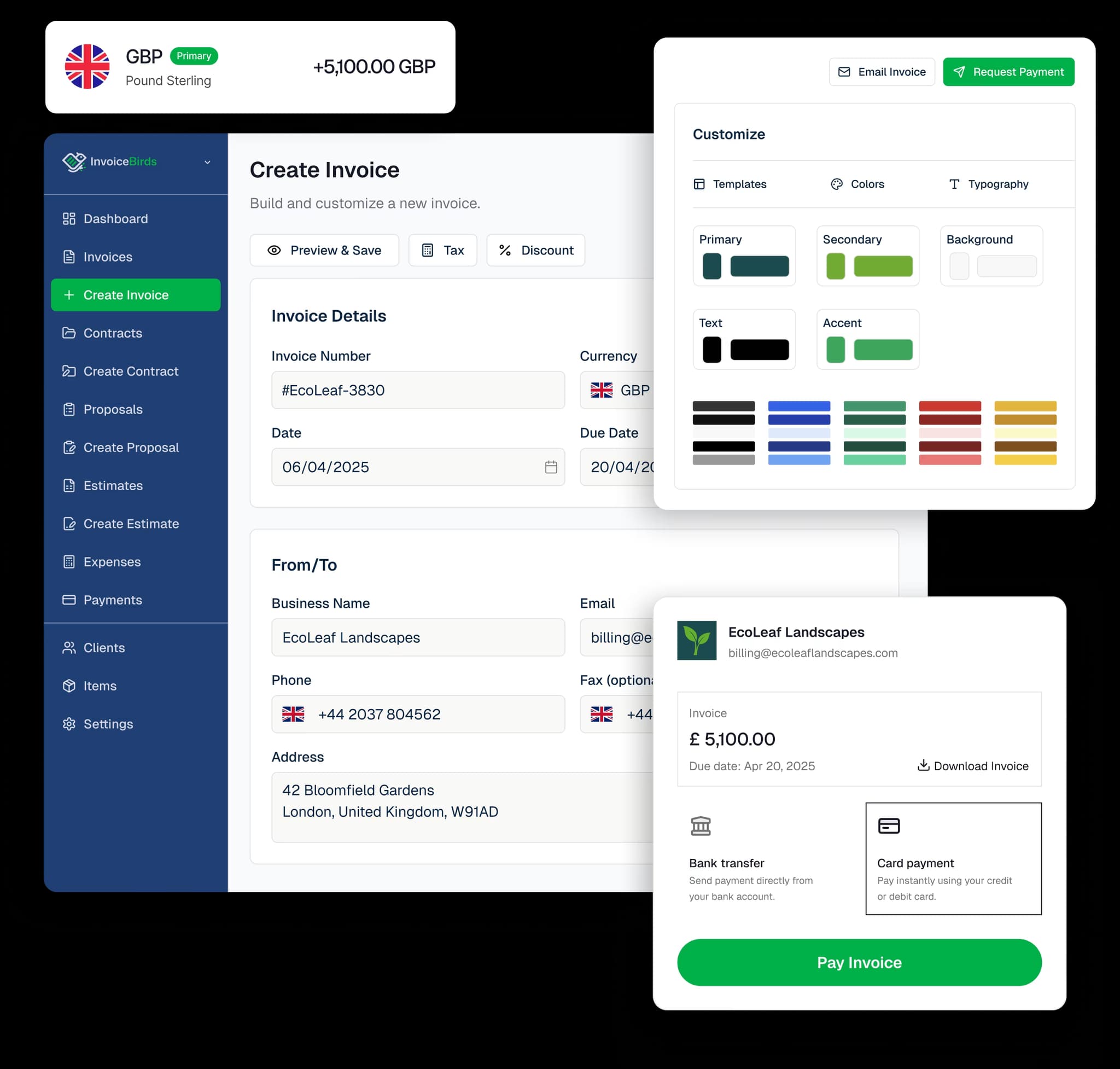 Invoice Dashboard Interface